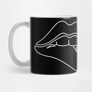 Lip Bite Minimalist Design Biting Lip Minimalism Line Drawing Mug